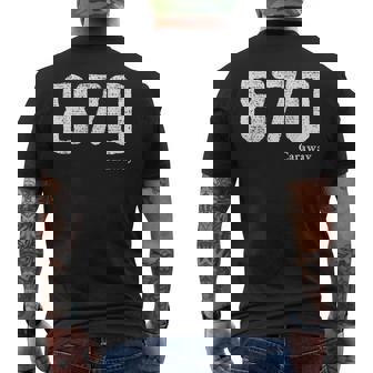 870 Area Code Caraway Arkansas Men's Back Print T-Shirt | Mazezy