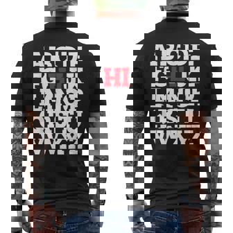 Abcのhiおかしいこんにちはアルファベット学生教師グリーティング メンズTシャツ バックプリント - Kawaiitshirt