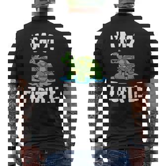 Adorable Tortuga De Dibujos Animados Con Cita Divertida Camiseta Hombre Estampado Espalda - Regaloses