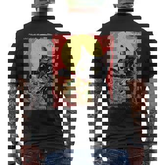 Aesthetic Cat Eating Pizza Japanese Kawaii Anime Cat Pizza Men's T-shirt Back Print - Monsterry