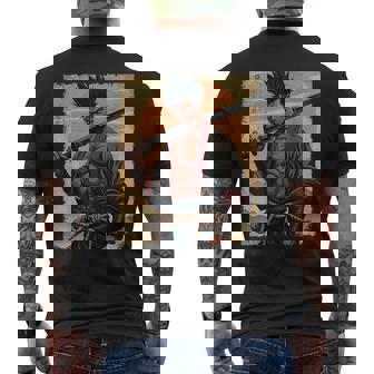 African Samurai Anime Afro American Bushido Warrior Katana Men's T-shirt Back Print - Monsterry