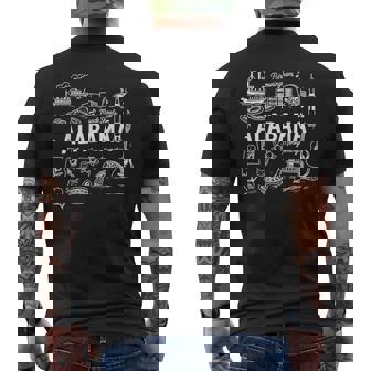 Alabama USA State Symbols Vintage Souvenir Cute Doodle Men's Back Print T-Shirt | Mazezy