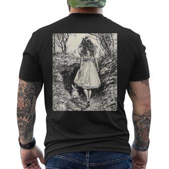 Alice In Wonderland Down The Rabbit Hole Vintage Fantasy Men's T-shirt Back Print - Monsterry
