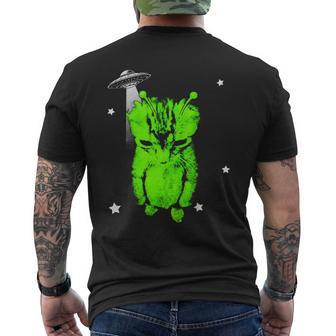 Alien Cat Meme Ufo Vintage Graphic Y2k Silly Cat Men's T-shirt Back Print | Mazezy