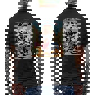 Alien Cowboy Dachshund Wiener Dog UFO Men's Back Print T-Shirt | Mazezy