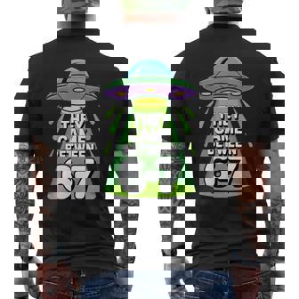 Alien UFO Abduction They Came Between 6 7 Retro Sci Fi Men's Back Print T-Shirt | Mazezy