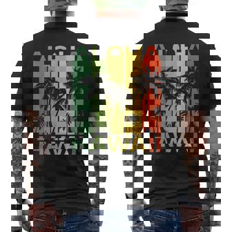 Aloha Hawaii Palm Tree Tropical Hawaiian Island Retro Surfer Men's Back Print T-Shirt | Mazezy