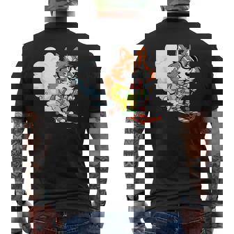 Alpine Ski Dog Nerdy Corgi Bow Tie Glasses Men's Back Print T-Shirt | Mazezy