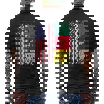 American Flag With Cameroon Flag Cameroon Men's Back Print T-Shirt | Mazezy