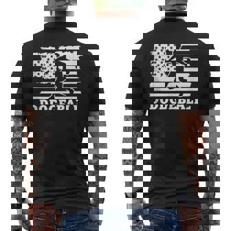 American Flag Dodgeball Player Throw Silhouette Tank Top Men's Back Print T-Shirt | Mazezy