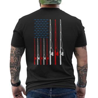 American Flag Fishing Rod Fishing Lover Fisherman Men's T-shirt Back Print - Thegiftio UK