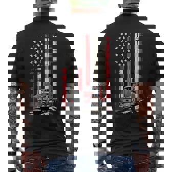 American Flag Semi Truck 18 Wheeler Trucker Pride Men's Back Print T-Shirt | Mazezy
