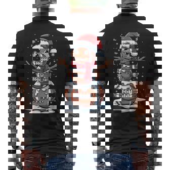 American Football Christmas Snowman Santa Hat Xmas Football Men's Back Print T-Shirt | Mazezy