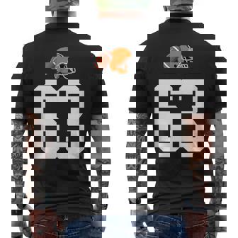 American Football Helmet Style Vintage Number 63 Tank Top Men's Back Print T-Shirt | Mazezy