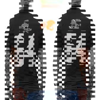 American Football Helmet Style Vintage Number 64 Men's Back Print T-Shirt | Mazezy