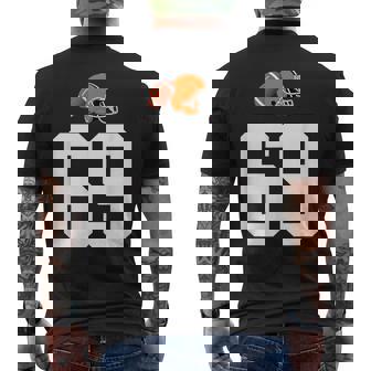 American Football Helmet Style Vintage Number 69 Men's Back Print T-Shirt | Mazezy