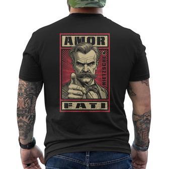 Amor Fati Nietzsche Philosophie Humoristique Propagande Destin Citation T-shirt imprimé au dos - Cadeauxyz