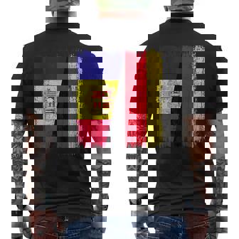 Andorra Germany Half Flag Andorran German Unity Pride Men's Back Print T-Shirt | Mazezy