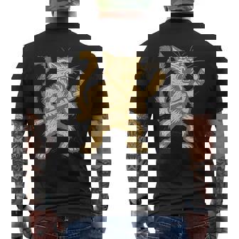 Angry Cat Hockey Retro Ice Battle Feline Sports Artwork Men's Back Print T-Shirt | Mazezy