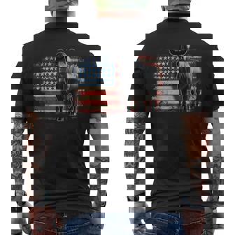 Angus Rancher Usa American Flag Cow Men's T-shirt Back Print | Mazezy