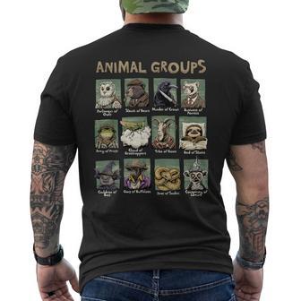 Animal Groups Unveiled Educational Wildlife Men's T-shirt Back Print - Thegiftio UK