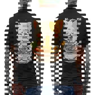 Anime Cat Ramen Japanese Cat Graphic Anime Men's T-shirt Back Print - Thegiftio