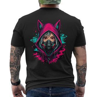 Anime Manga Cyberpunk Esthétique Techwear Harajuku Kitsune T-shirt imprimé au dos - Cadeauxyz