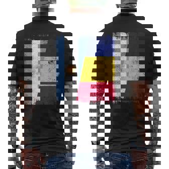 Argentina Romania Half Flag Argentinian Romanian Heritage Men's Back Print T-Shirt | Mazezy