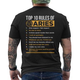Aries Traits Facts Horoscope Zodiac Astrological Sign Small Men's T-shirt Back Print - Thegiftio UK