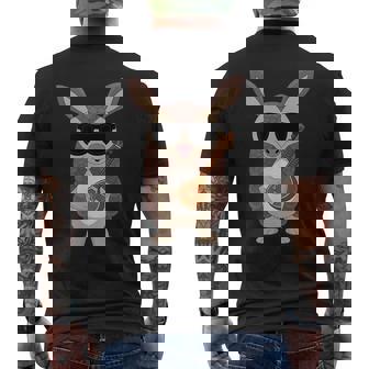 Armadillo Wearing Sunglasses Playing Sitar Sitarist Men's Back Print T-Shirt | Mazezy