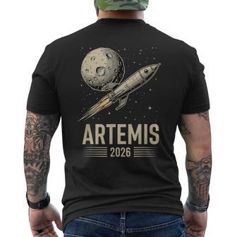 Artemis 2 Launch To The Moon Mission Retro Rocket Ship Men's T-shirt Back Print - Thegiftio