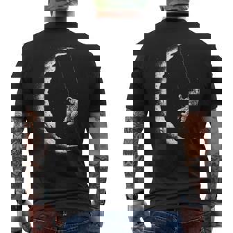 Astronaut Moon Swing Stars Outer Space Galaxy Astronomy Men's T-shirt Back Print - Monsterry