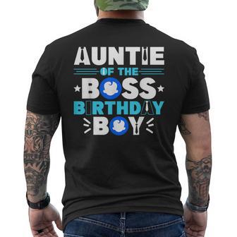 Auntie Of The Boss Birthday Boy Baby Decor Family Matching Men's T-shirt Back Print - Thegiftio UK