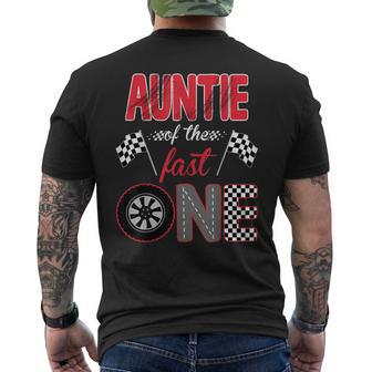 Auntie Of The Fast One Birthday 1St Race Car Family Men's T-shirt Back Print - Thegiftio UK