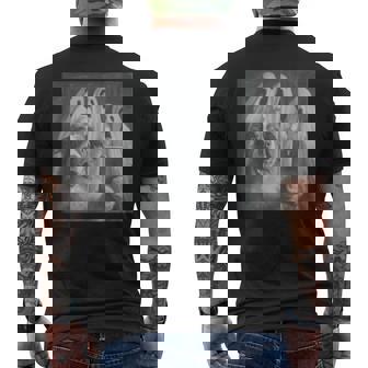 Australian Shepherd Selfie Ghost Halloween Men's Back Print T-Shirt | Mazezy