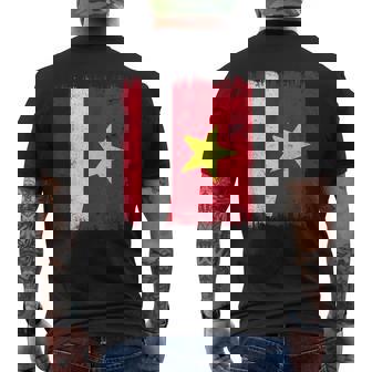 Austria Vietnam Half Flag Austrian Vietnamese History Men's Back Print T-Shirt | Mazezy