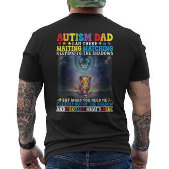 Autism Dad Lion Protector Support Love Autistic Son Daughter Men's T-shirt Back Print - Thegiftio UK