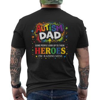 Autism Dad Puzzles Proud Son Hero Autism Awareness Men's T-shirt Back Print - Seseable