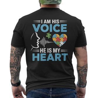 Autism Mom Awareness I'm His Voice And He Is My Heart Men's Back Print T-Shirt - Monsterry