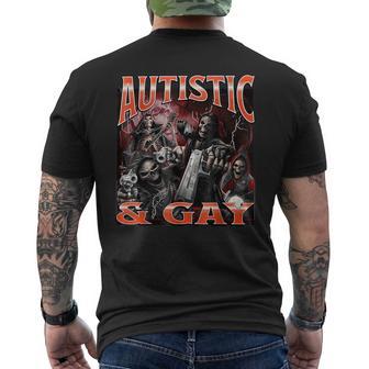 Autistic And Gay Hard Skeleton Meme Bootleg Men's T-shirt Back Print | Mazezy