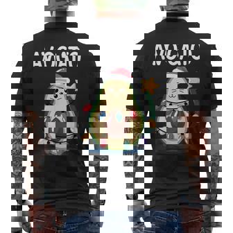 Avogato Christmas Cat Lovers Fun Seasonal Holiday Humor Men's Back Print T-Shirt | Mazezy