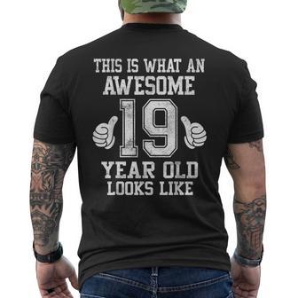 This Is What An Awesome 19 Year Old Looks Like 19Th Birthday Men's T-shirt Back Print - Thegiftio UK
