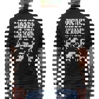 Awesome T-Rex Stegosaurus Triceratops Brontosaurus T Rex Men's Back Print T-Shirt | Mazezy