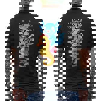 Axolotl And Seahorse Kawaii Ocean Animal Lovers Men's Back Print T-Shirt | Mazezy
