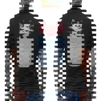 Axolotl ポケットに入った魚 両生類 ペット ホワイト アホロートル トカゲ メンズTシャツ バックプリント - Kawaiitshirt