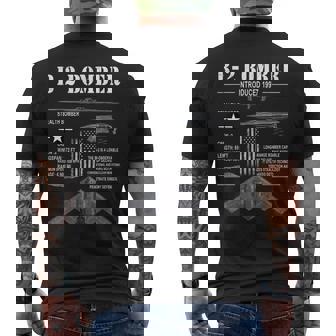 B-2 Bomber Stealth Airplane Schematic American Flag B2 Men's T-shirt Back Print - Monsterry