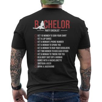 Bachelor Party Checklist Groom Bachelor Party Men's T-shirt Back Print | Mazezy
