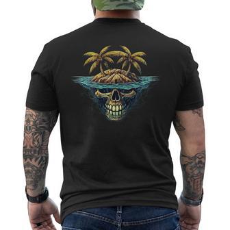 On Back Cool Island Palm Trees Skull Beach Pirate Nautical Men's T-shirt Back Print - Thegiftio UK