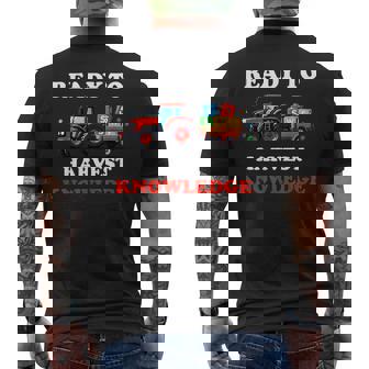 Back To School Teacher Farming Tractor Farmer Kids 100th Day Men's Back Print T-Shirt | Mazezy