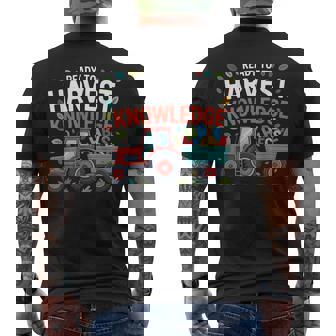 Back To School Teacher Farming Tractor Farmer Kids 100th Day Men's Back Print T-Shirt | Mazezy